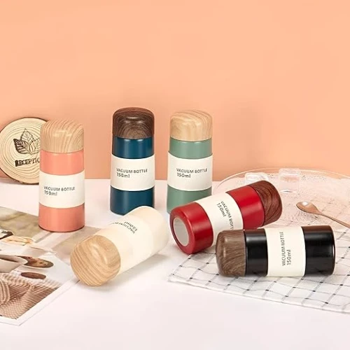 كوب حراري استانلس ستيل مزدوج الجدار بغطاء مانع للتسرب 150 مل