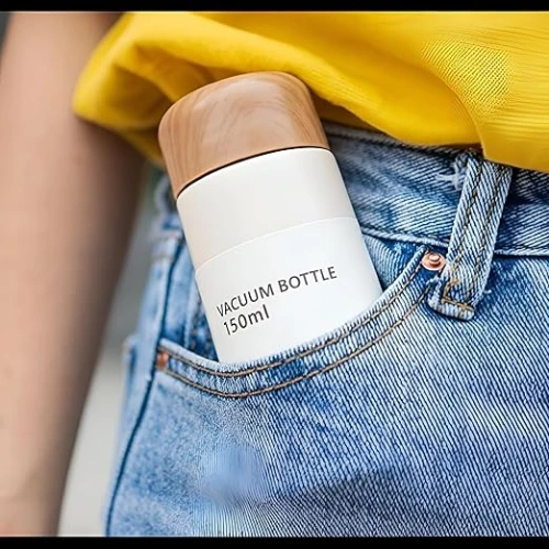 كوب حراري استانلس ستيل مزدوج الجدار بغطاء مانع للتسرب 150 مل