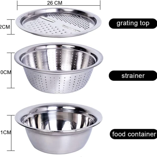 مجموعة العجانة والمبشرة والمصفاة المتعددة الاستخدامات للمطبخ