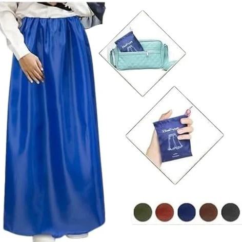جيبة للجيب طويلة مقاومة للماء، خصر مطاطي، متوفرة بالوان متعددة، نمط ماكسي كاجوال مع شنطة تخزين، ملابس محتشمة (قطعة واحدة)