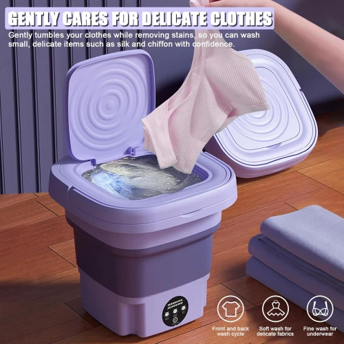 غسالة ملابس محمولة قابلة للطي سعة 8 لتر – رود تايم | تحميل علوي بـ3 أوضاع غسيل