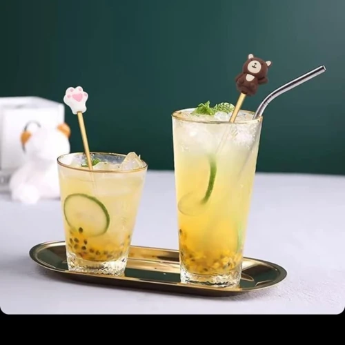 طقم معالق كوكتيل ديزني من الستانلس ستيل – 6 قطع باللون الذهبي