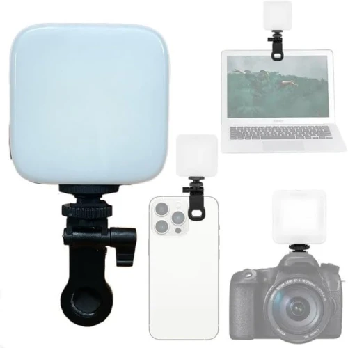 مصباح فيديو LED - مصباح سيلفي للجوال مع مشبك، 3 اوضاع سطوع قابلة للتعديل