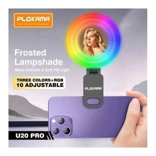 رينج لايت بلوكاما U20 Pro – إضاءة سيلفي RGB بالألوان لصور وفيديوهات احترافية.