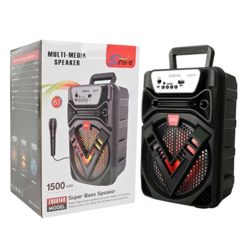 سبيكر SING-E ZQS6140 العملاق – حفلتك معاك في أي مكان بصوت جبار وإضاءة ديسكو.