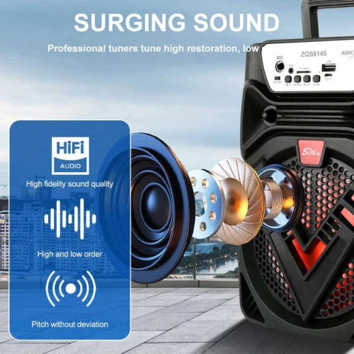 سبيكر SING-E ZQS6140 العملاق – حفلتك معاك في أي مكان بصوت جبار وإضاءة ديسكو.