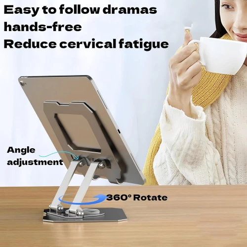 حامل S955 الألومنيوم "الوحش" – ستاند مكتب بيلف 360 درجة للموبايل والتابلت واللاب توب.