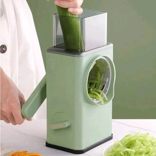 قطاعة ومبشرة الخضروات الدوارة 3 في 1 – قطاعة يدوية سريعة للخضروات، الأجبان، والمكسرات