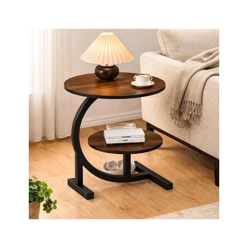 طاولة جانبية للأريكة مودرن بطبقتين وتصميم ذكي للمساحات الصغيرة