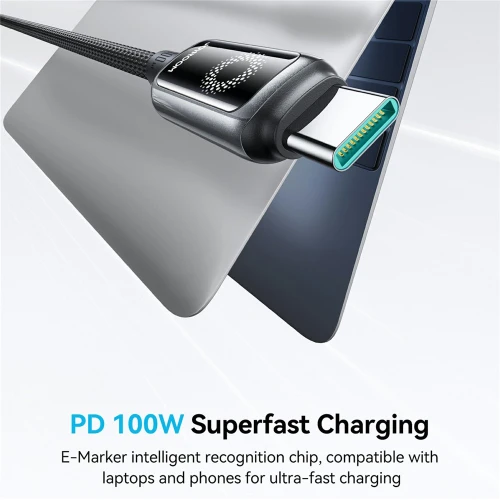 كابل جويروم S-A55 تايب سي 100 وات بخاصية الفصل التلقائي وشاشة إضاءة ذكية