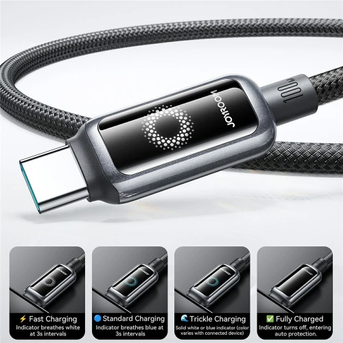 كابل جويروم S-A55 تايب سي 100 وات بخاصية الفصل التلقائي وشاشة إضاءة ذكية