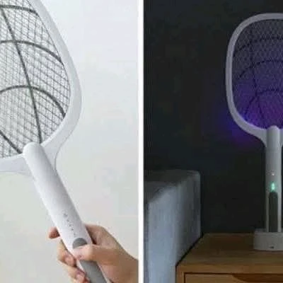 مضرب وصاعق الناموس الكهربائي (2 في 1) – وداعاً للإزعاج بلمسة واحدة!