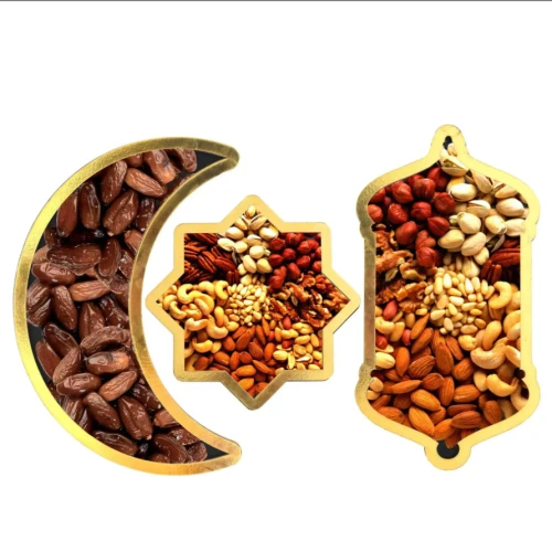 طقم تسالي خشب طبيعي 3 قطع بتصميم ريفي أنيق لتقديم المكسرات والفاكهة