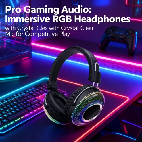 سماعة الرأس اللاسلكية الاستيريو (RGB) – انغمس في عالم من الصوت والنقاء! 🎧✨