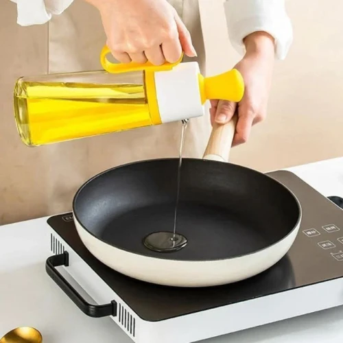 زياتة الزجاج الجامبو (630 ملل) بالفرشاة السيليكون – تحكم ذكي في كمية الزيت!