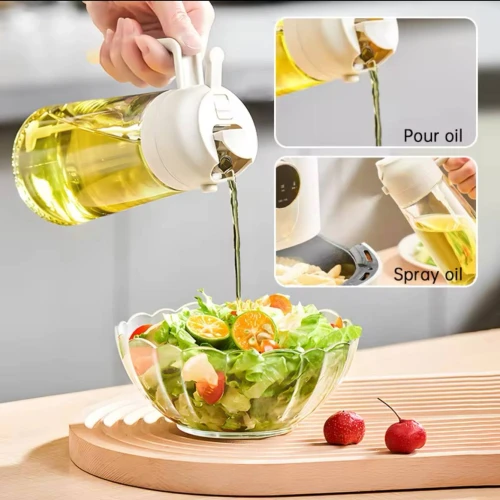 بخاخة ودورق الزيت الذكية 2 في 1 (600 مل) – رشي وصبي براحتك!