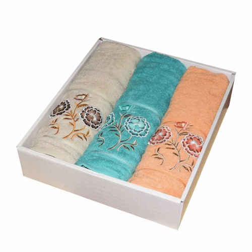 طقم نصف بشكير قطن مطرز (3 قطع) – نعومة القطن المصري وفخامة التصميم!