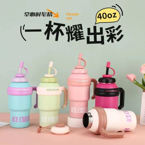 مج ستانلي (ICE CREAM) الحراري الجامبو 1000 مل - ستانلس 316 الأصلي بألوان الصيف