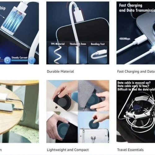 بوكس الطوارئ والبيانات الذكي (6 في 1) - مجموعة كابلات ومحولات شحن شاملة مع ستاند موبايل