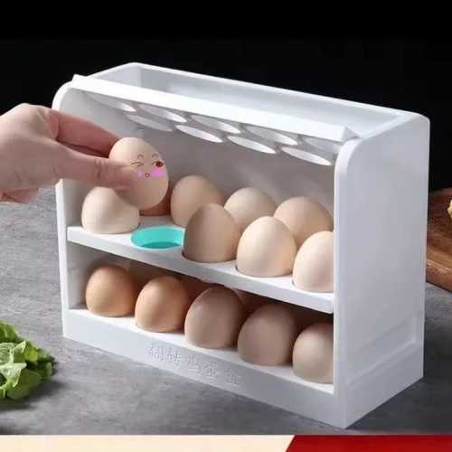 منظم بيض تريكي 3 أدوار - خامة بيور سعة 30 بيضة لتنظيم مثالي وتوفير مساحة الثلاجة