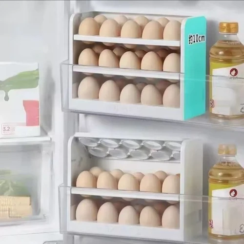 منظم بيض تريكي 3 أدوار - خامة بيور سعة 30 بيضة لتنظيم مثالي وتوفير مساحة الثلاجة