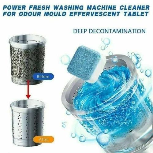 أقراص تنظيف الغسالة السحرية (12 قرص) – الحل المبتكر لحماية غسالتك من الرواسب والصدأ