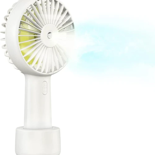 مروحة الرذاذ المحمولة (2 في 1) – تبريد بالهواء وترطيب بالماء لراحة ملهاش مثيل!