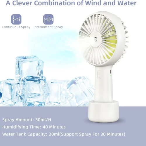 مروحة الرذاذ المحمولة (2 في 1) – تبريد بالهواء وترطيب بالماء لراحة ملهاش مثيل!