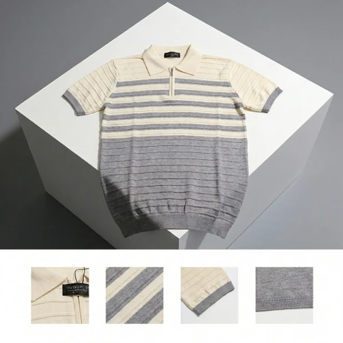 تيشرت عجينة سوستة "مخطط" – ميكس الشياكة والراحة اللي هيكمل لباقتك!