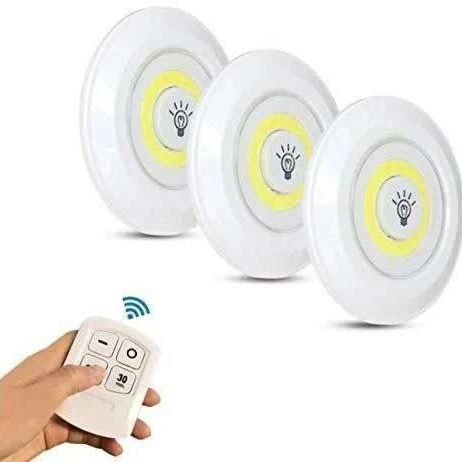 باكت كشافات ليد (LED) مدورة لاسلكية بالريموت كنترول (طقم 3 قطع) - كشافات الخلية الذكية لعمل أشكال ديكورية ساحرة