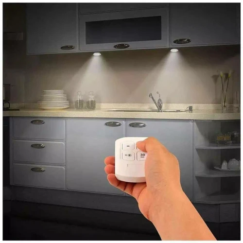 باكت كشافات ليد (LED) مدورة لاسلكية بالريموت كنترول (طقم 3 قطع) - كشافات الخلية الذكية لعمل أشكال ديكورية ساحرة