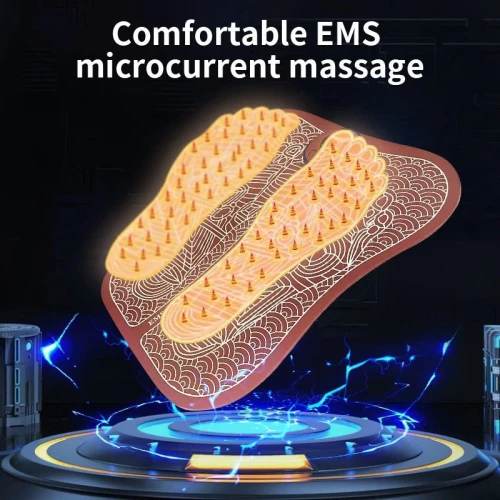 جهاز وبساط مساج القدم الذكي بالنبضات الكهربائية EMS شاشة LCD (8 أنظمة و19 مستوى شدة) - مدلك ومخفف آلام الأعصاب وتورم الساقين