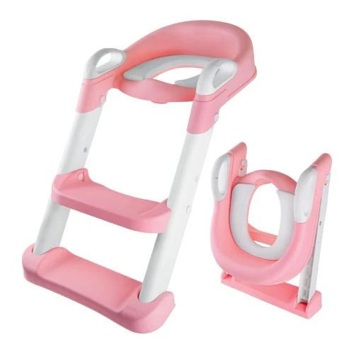 سلم وبوتي تدريب الأطفال على الحمام (Potty Ladder) المتين القابل لتعديل الارتفاع - نونية أطفال بمقعد مريح ودرج آمن ضد الانزلاق
