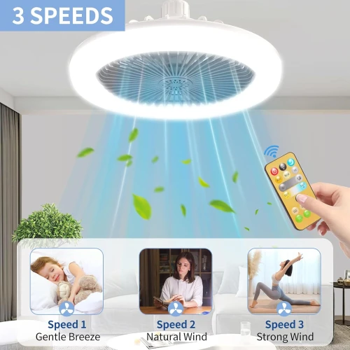مروحة السقف الذكية وفواحة المعطرات 3 في 1 مع إضاءة LED وريموت كنترول - مروحة تبريد وتوزيع العطور لغرف النوم والمطابخ