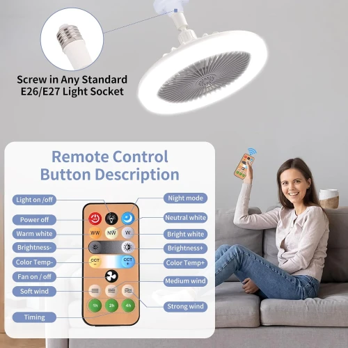 مروحة السقف الذكية وفواحة المعطرات 3 في 1 مع إضاءة LED وريموت كنترول - مروحة تبريد وتوزيع العطور لغرف النوم والمطابخ