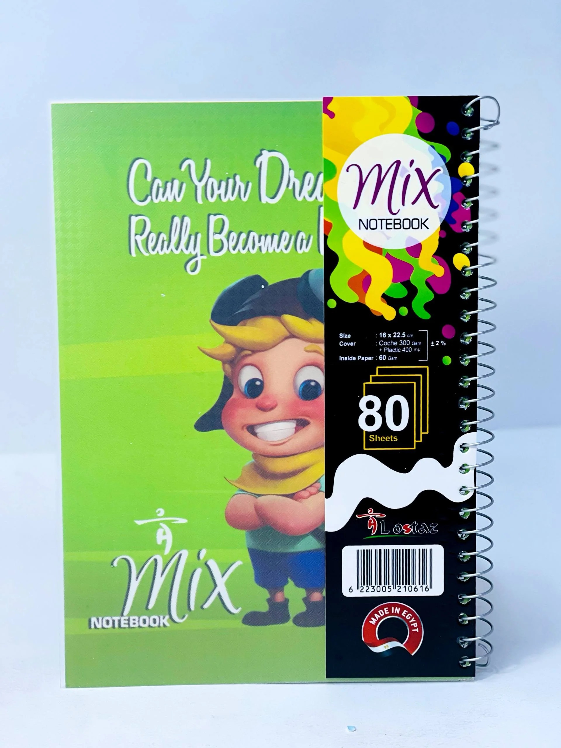كشكول MIX سلك غلاف بلاستيك 80 ورقة (كود: 60602)